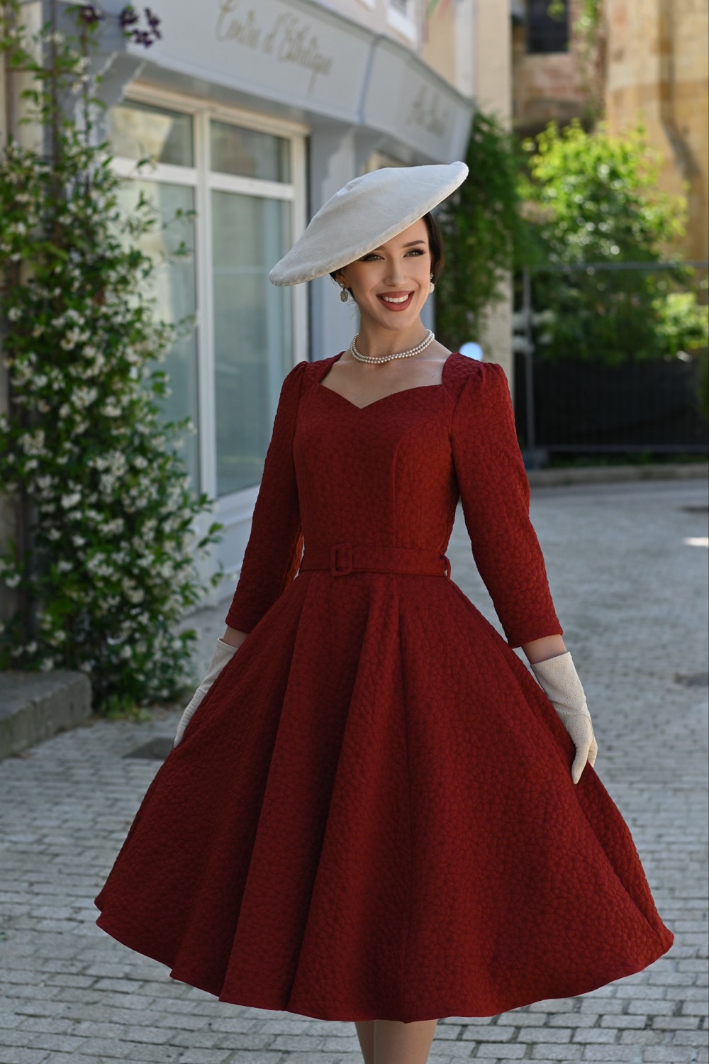 Maple Maroon Floral Swing Dress